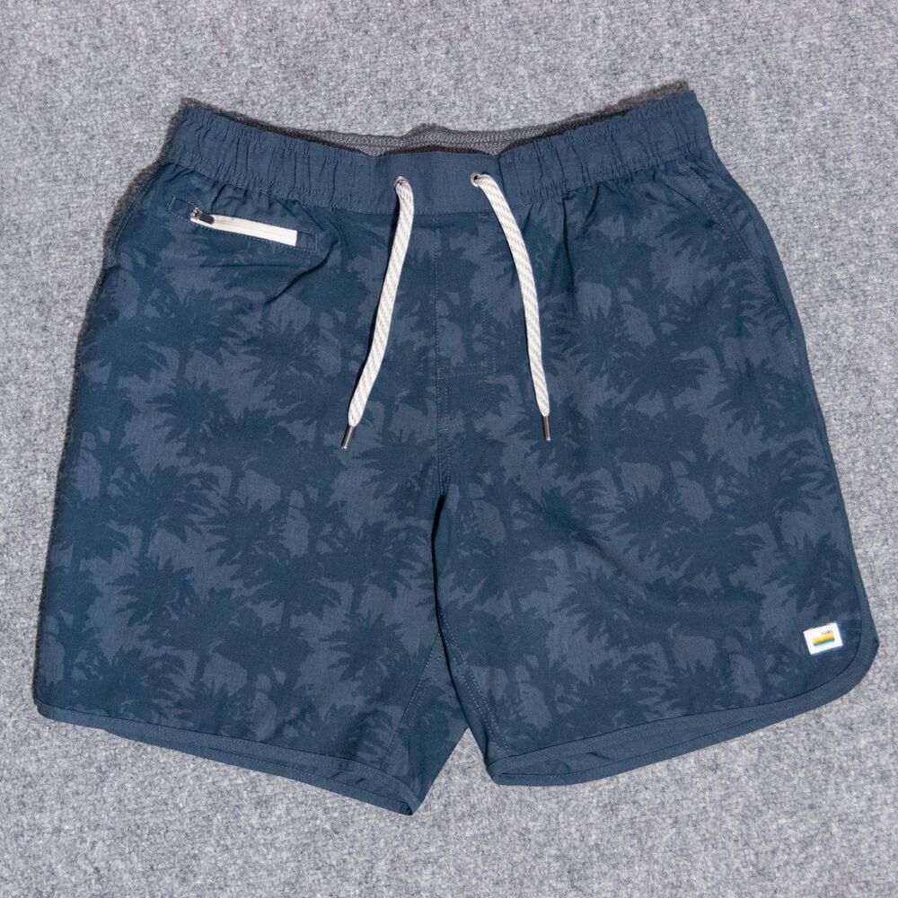 Vuori Banks Shorts Blue Palm Trees 7" Unlined Performance Stretch Medium (V330)